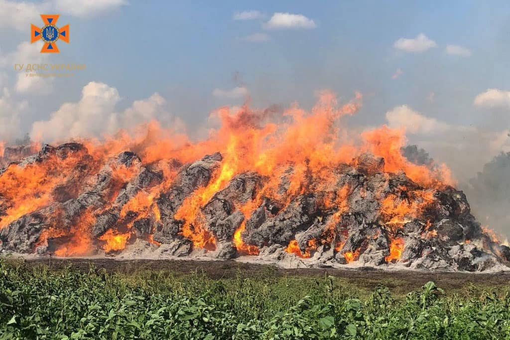 Ukraine farmland on fire