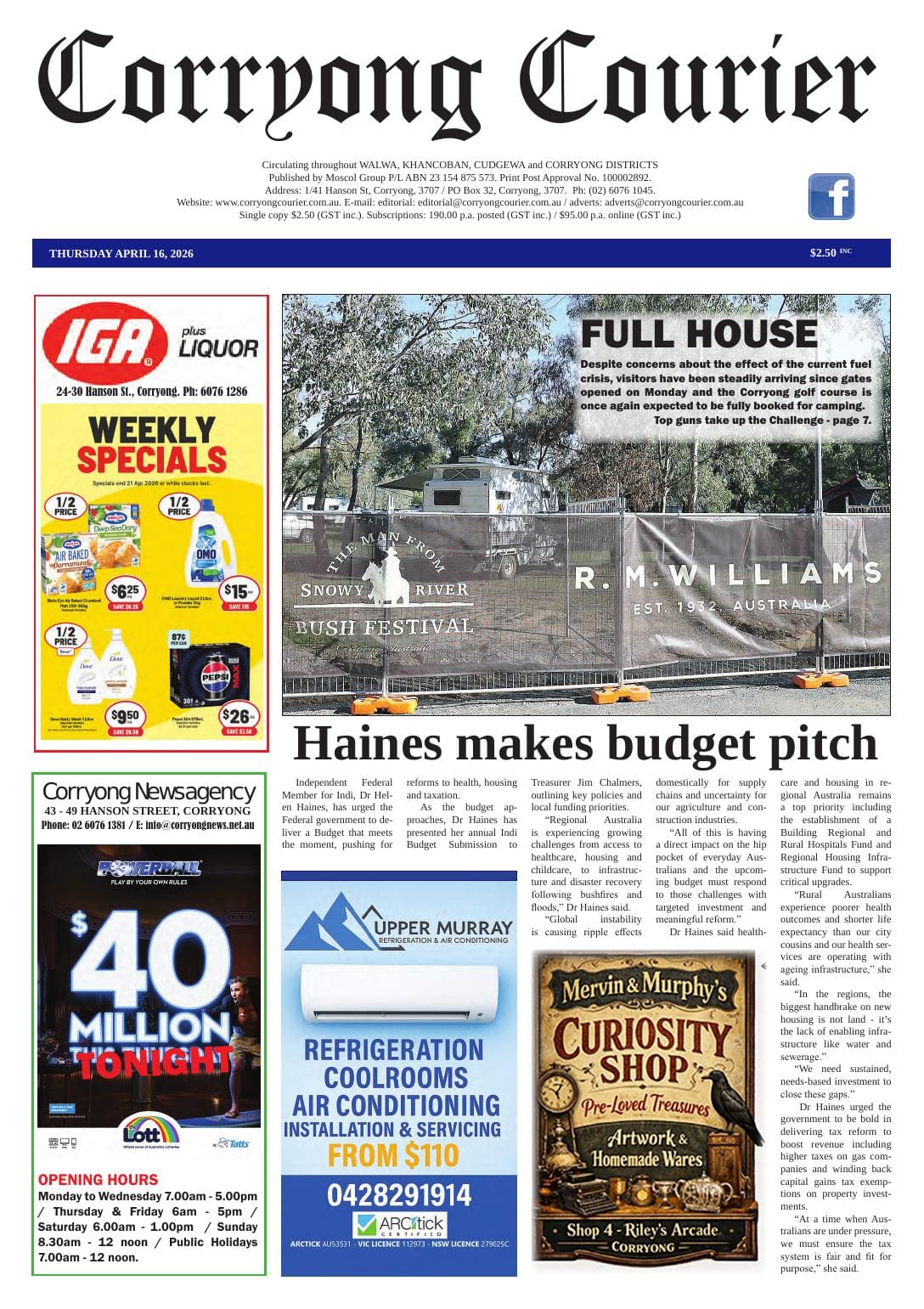 Corryong Courier, 16 April 2026