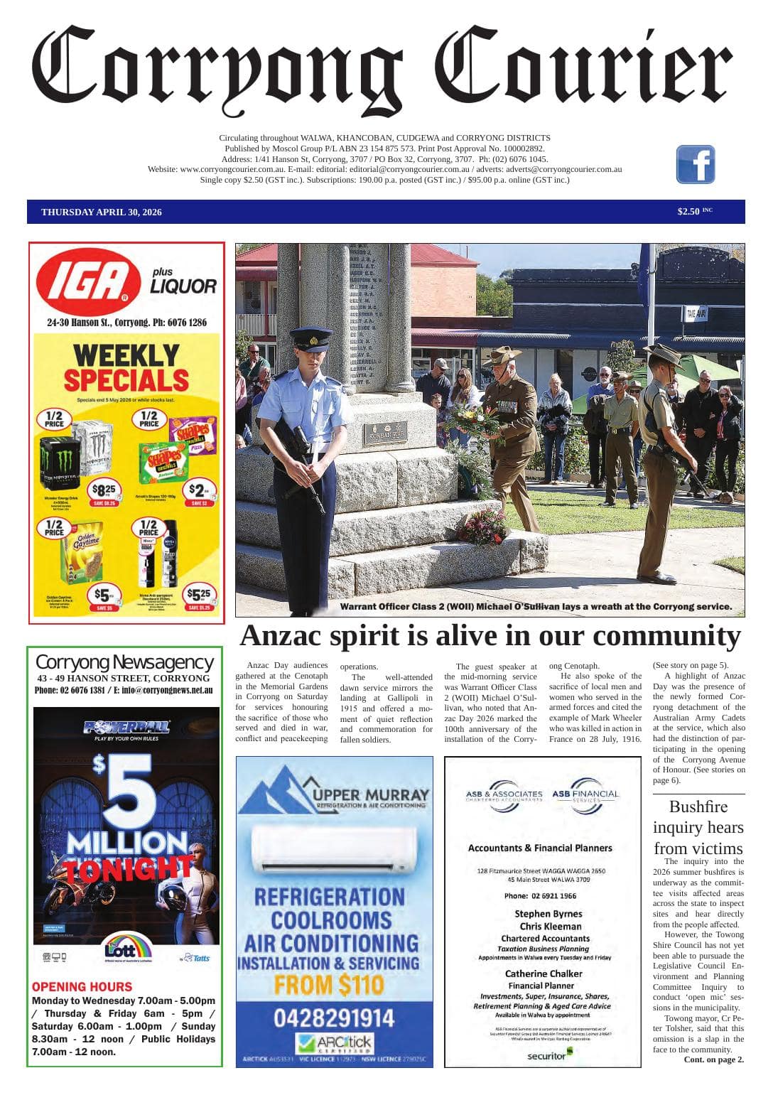 Corryong Courier, 30 April 2026