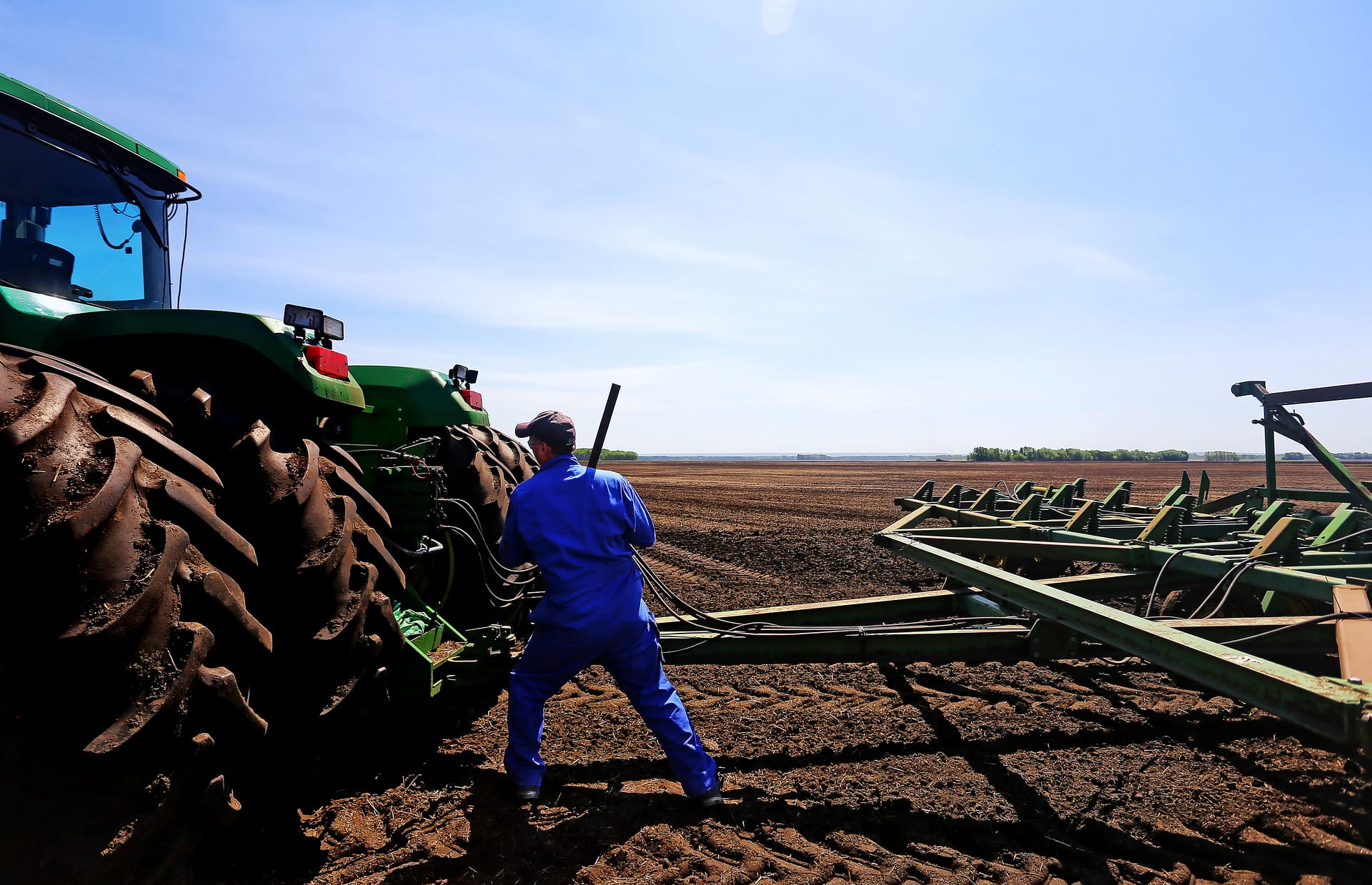 repairing farm machinery