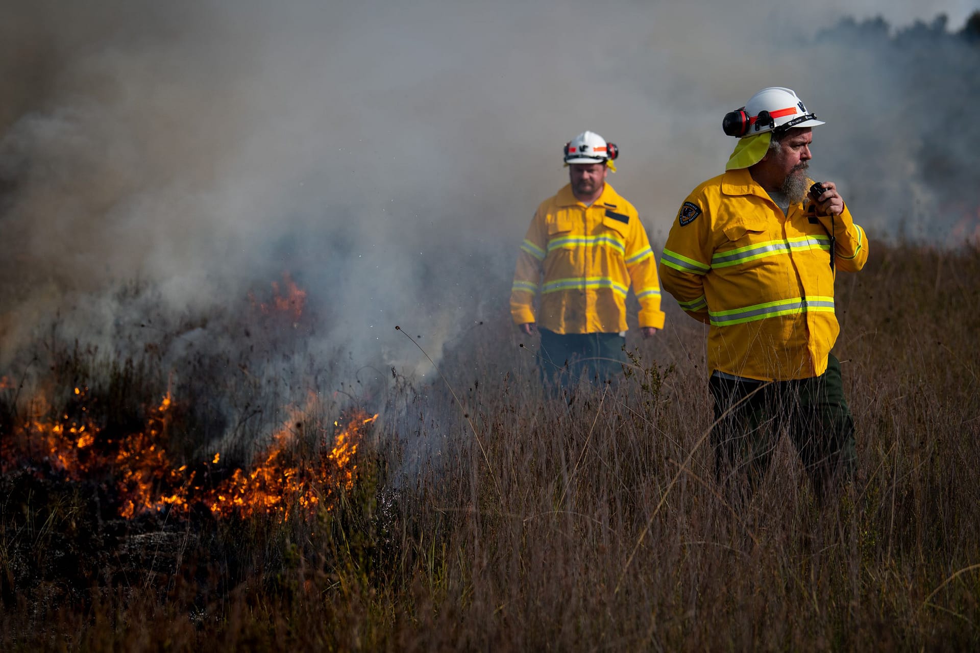 Aboriginal cultural burn on Dempster Plains. Photo: Tasmania Parks and Wildlife Service