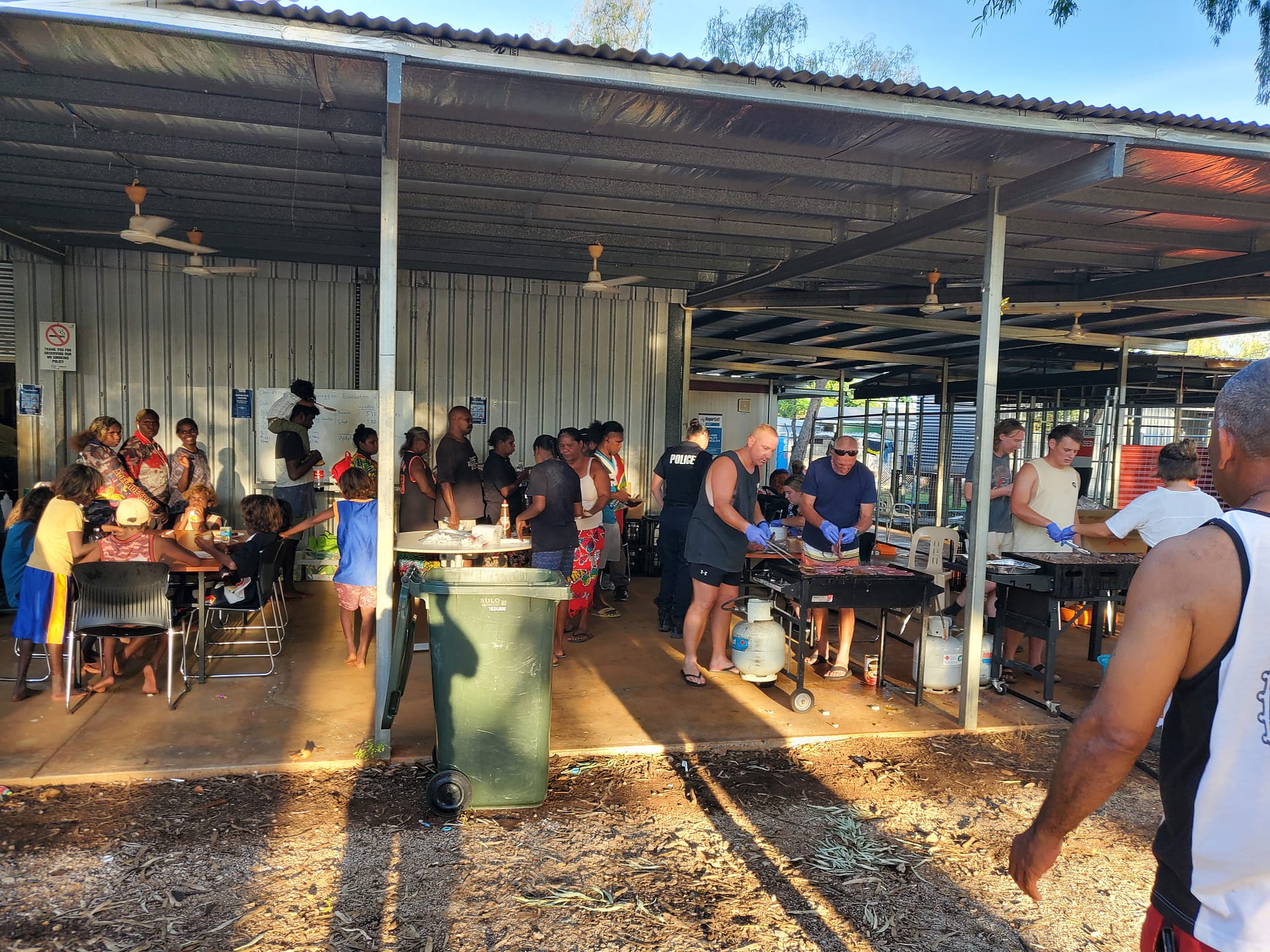 Dinner at the evacuation centre