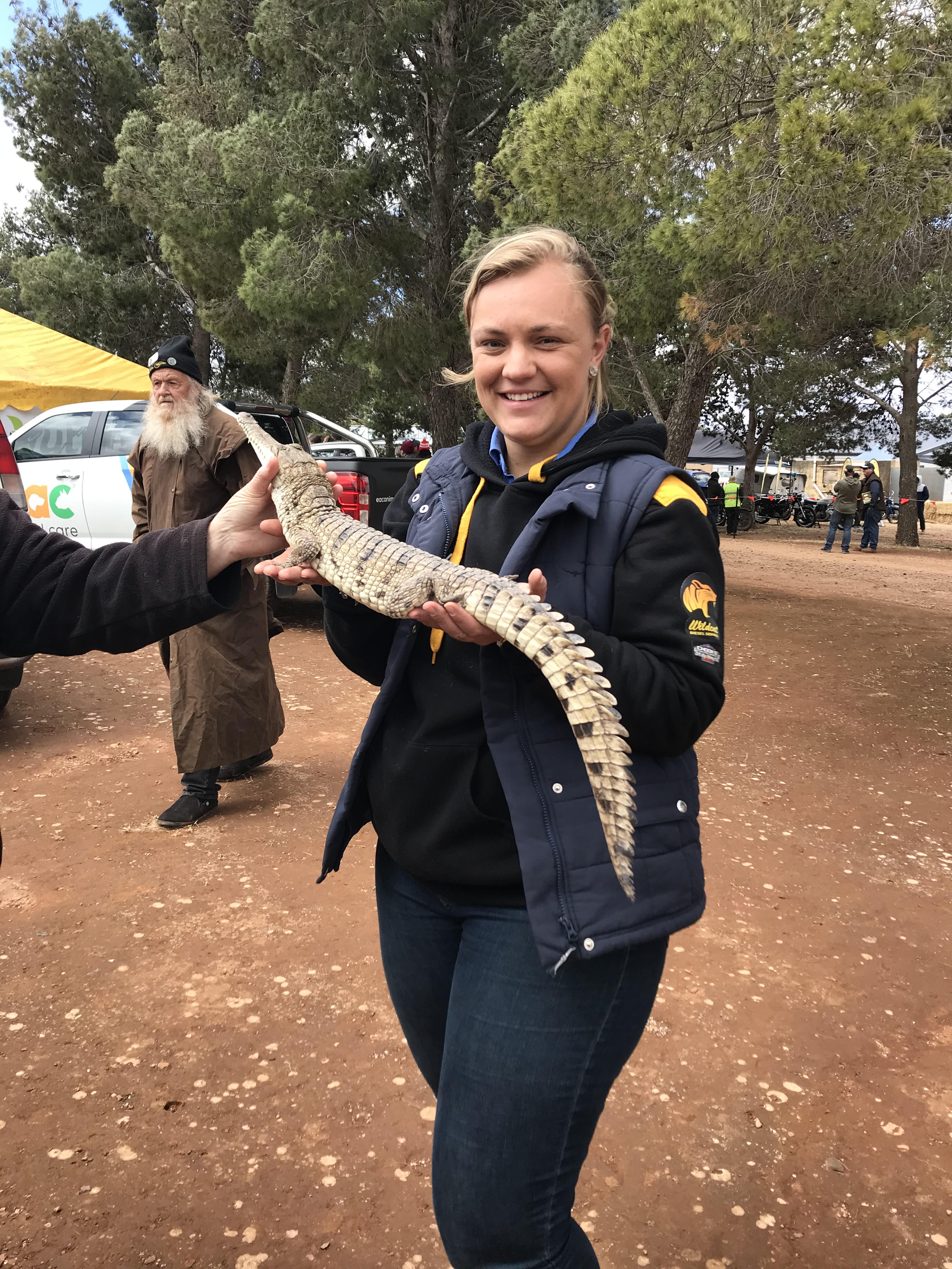 Crocodile with handler