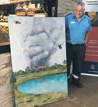 Lez Baines with Kerry Grazulis painting