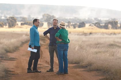 Land owner Gemma Purcell with Komo Energy co-founders Gerald Arends and Jonathan Prendergast.