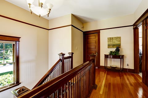 Hardwood staircase and flooring