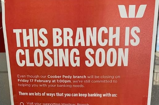 Westpac closure sign