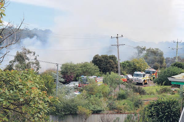 Fire crews rushed to fi ght the Bavin Street blaze.