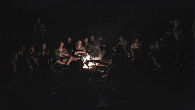 Sitting around a campfire