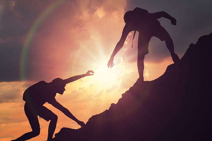 Supportive-leader-with-no-ego Climbing a mountain