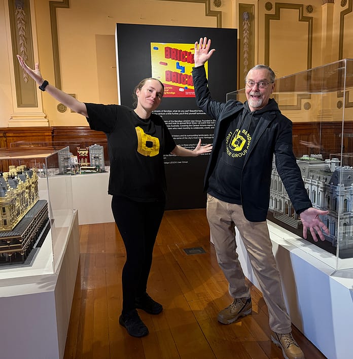Pictured (L-R) President of the Bendigo LEGO® User Group Kara Harris and group member Darren Hutchesson.
