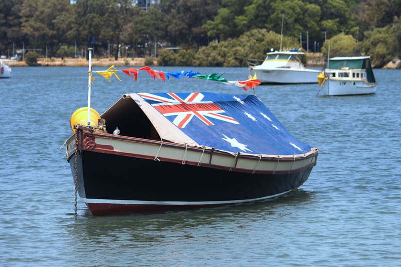 Australian flag on a boat