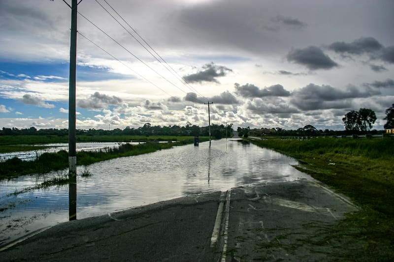 Flood damaged road