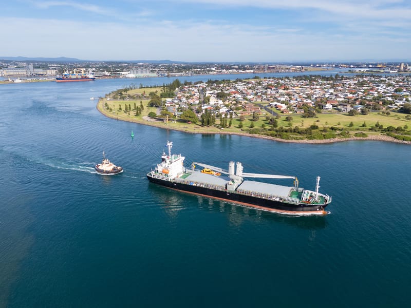 Ship leaving Newscastle port