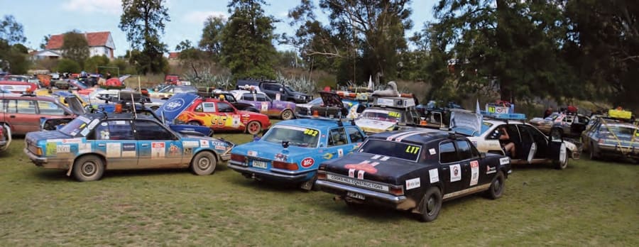Cars participating in the Variety Bash in Narrandera this week. Photo: Narrandera Argus