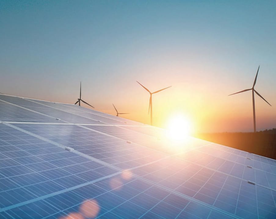 wind turbines and solar panels