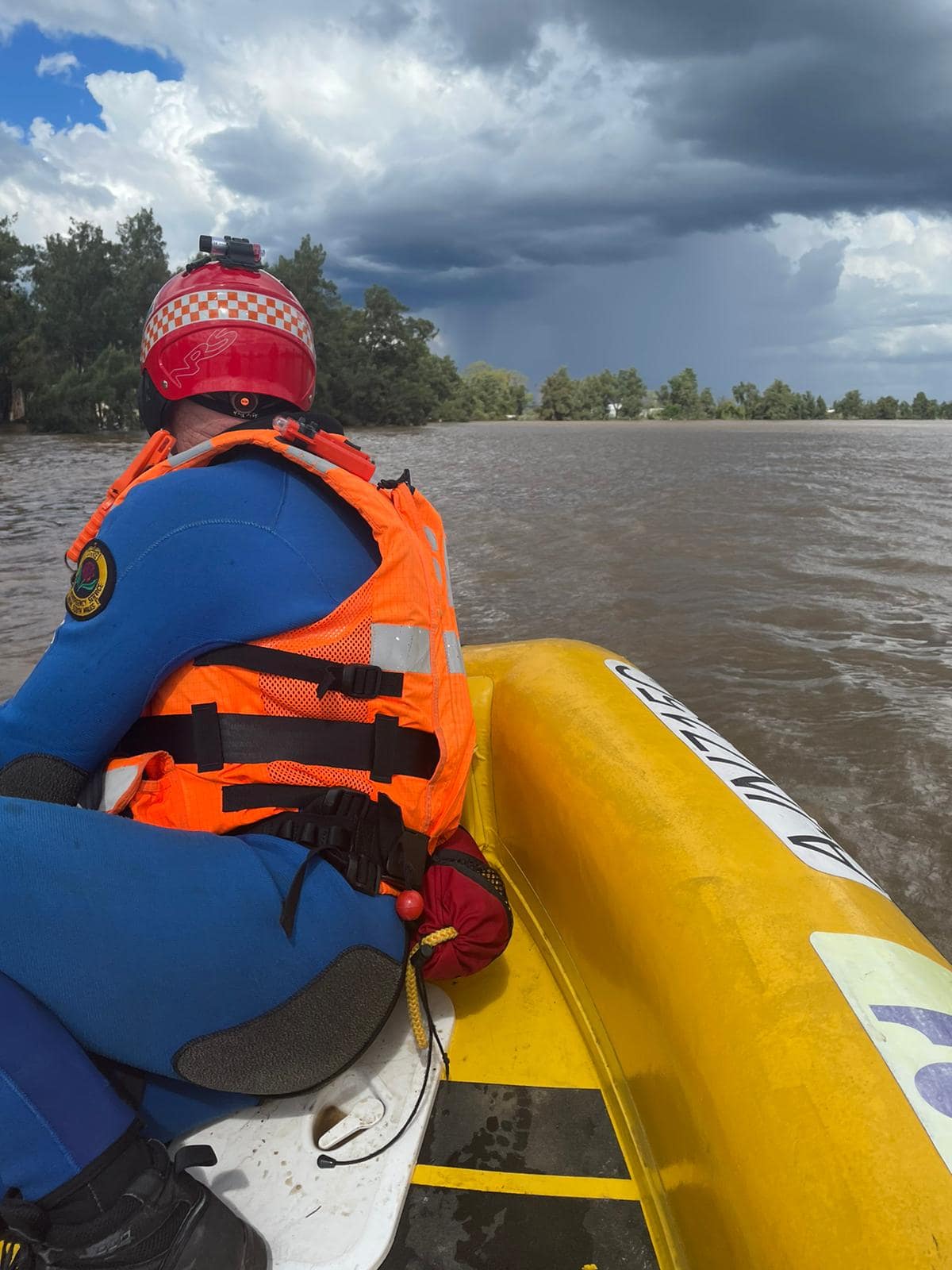 Rescuer during flood