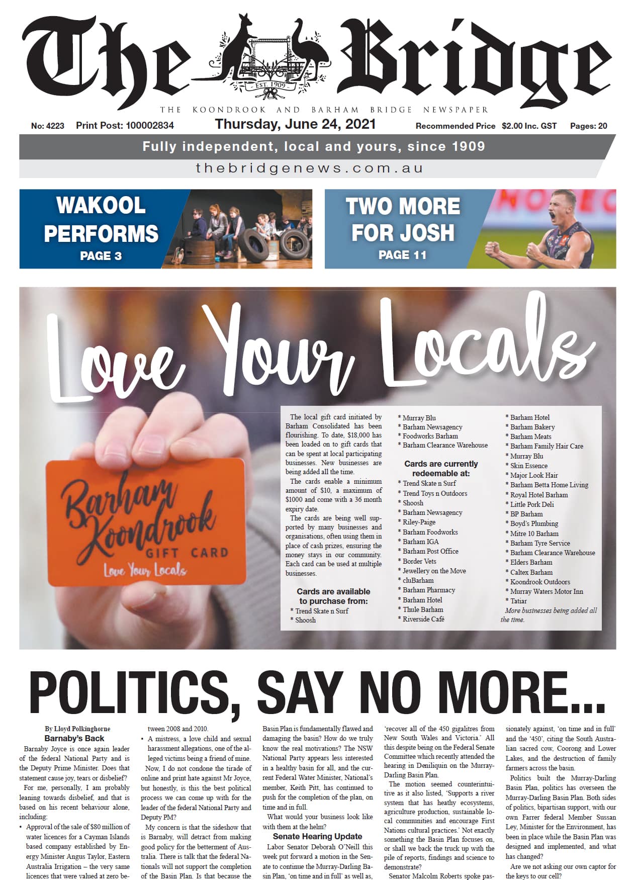 The Koondrook and Barham Bridge Newspaper 24 June 2021
