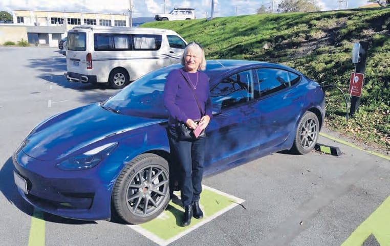 Angela Tillier charging her Tesla