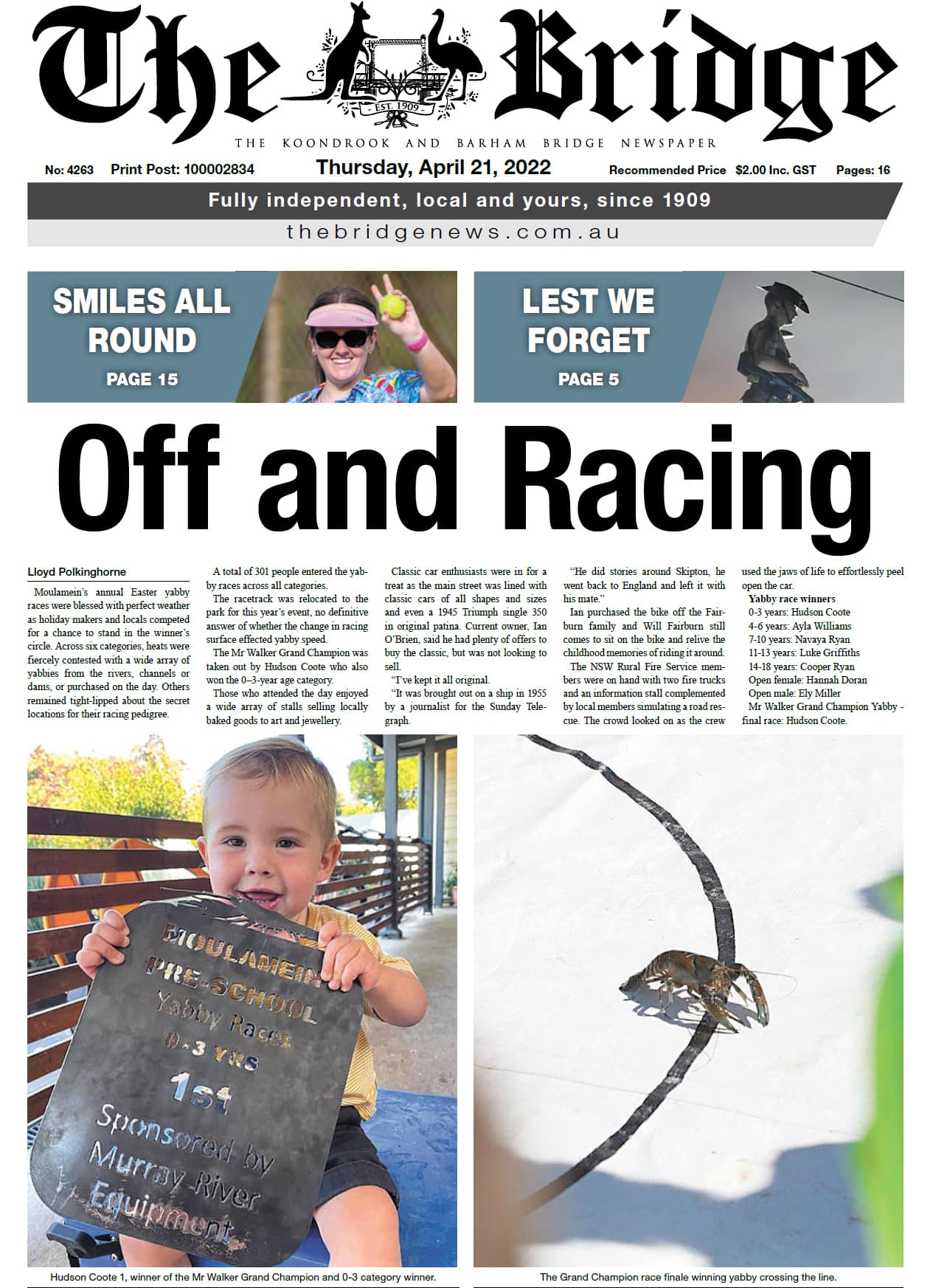 The Koondrook and Barham Bridge Newspaper 21 April 20222