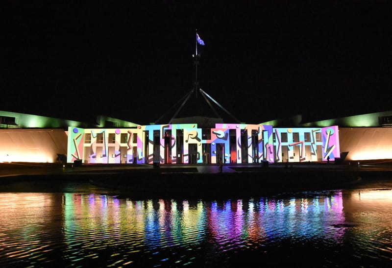 Parliament House during Enlighten Festival