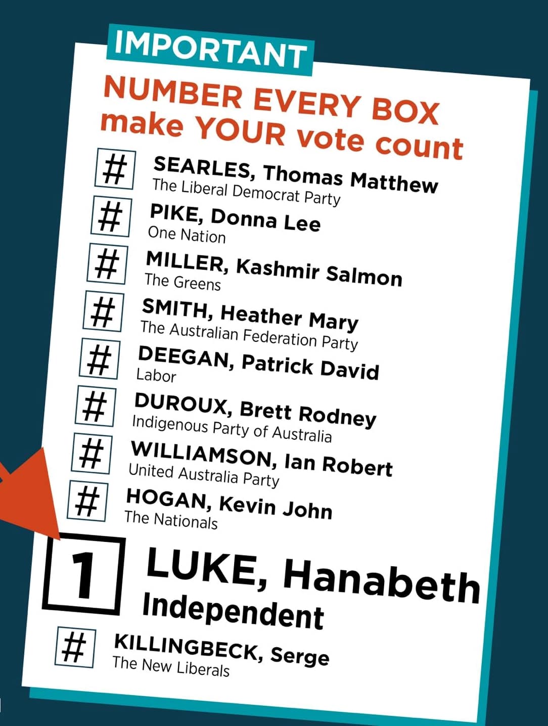 Luke How to vote card