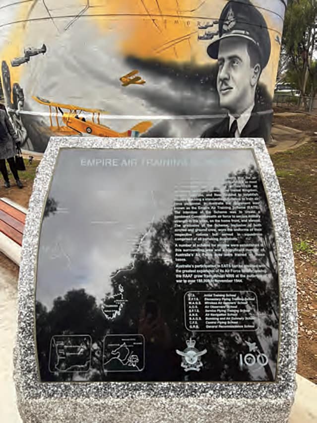 A plaque bearing the name of the No 8 EFTS and other facilities. Â