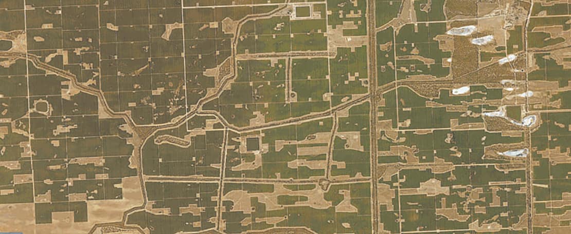 A patchwork of almond plantings below the choke. Source: LASSI.
