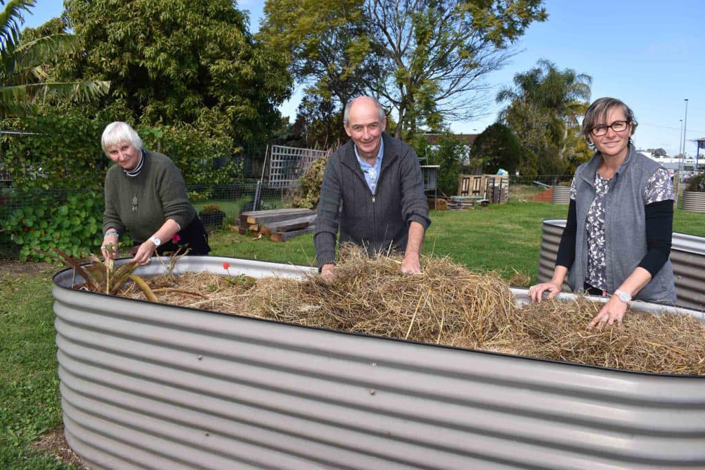 All hands were needed to establish the community garden in Casino’s CBD. Photo: Susanna Freymark