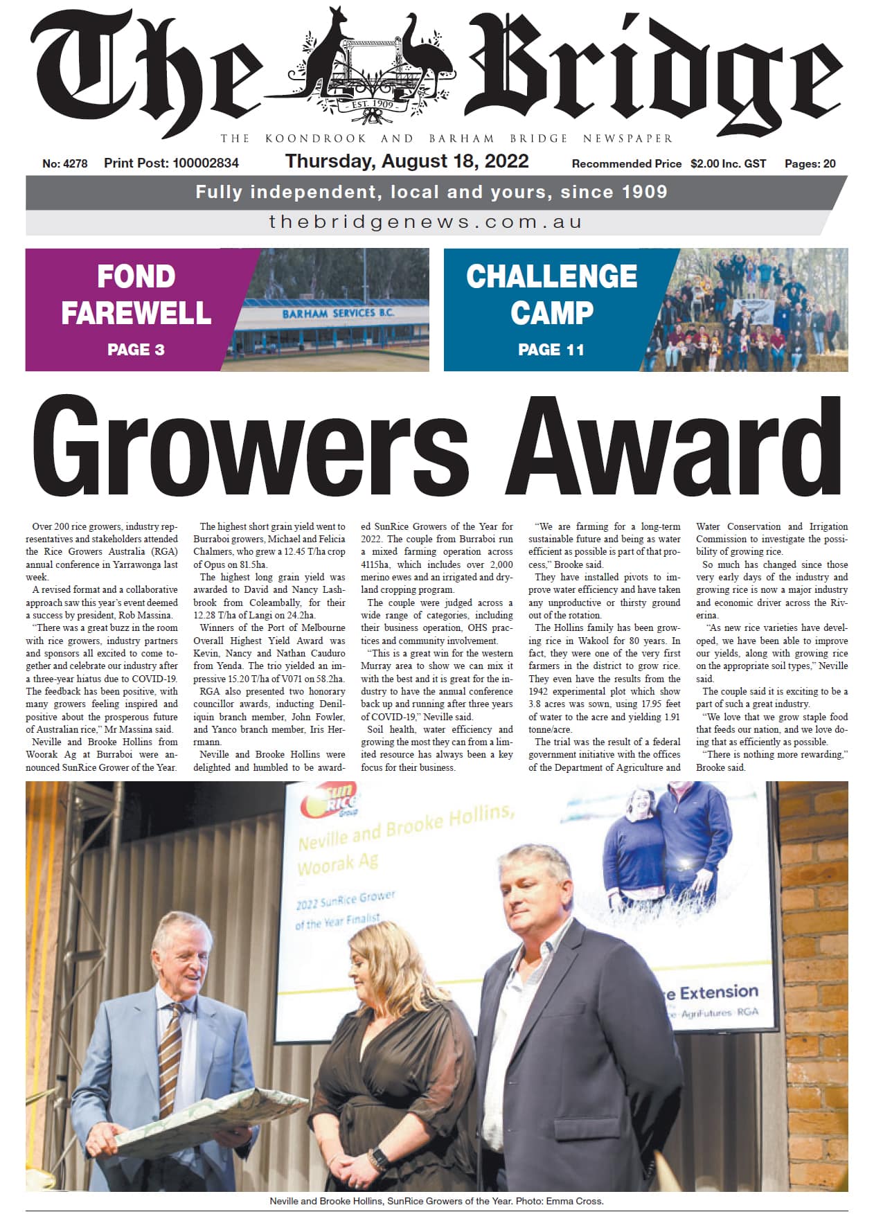 The Koondrook and Barham Bridge Newspaper 18 August 2022