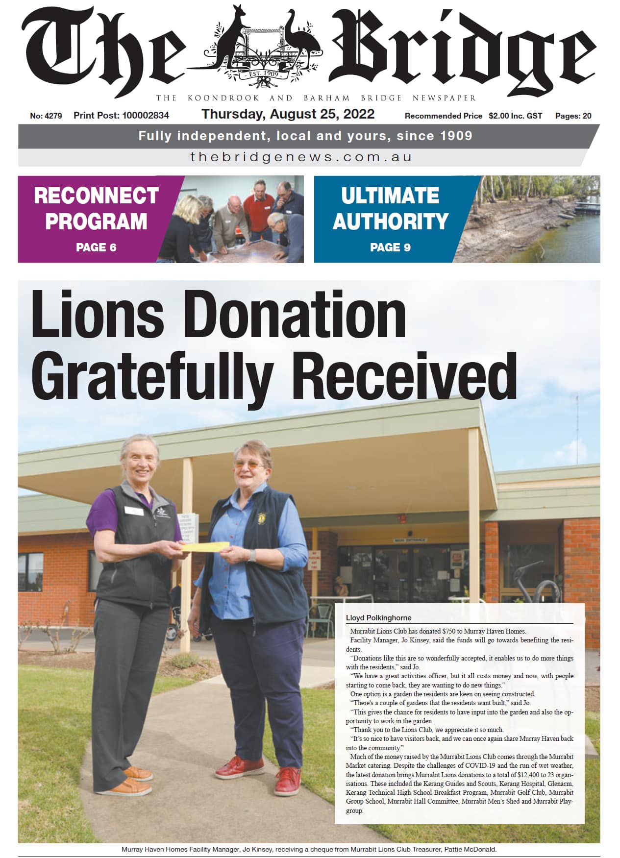 The Koondrook and Barham Bridge Newspaper 25 August 2022