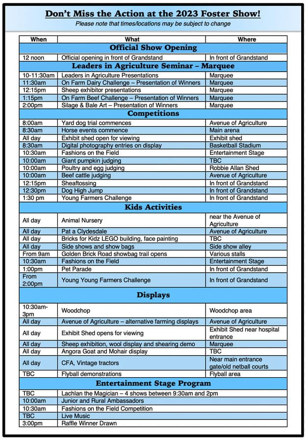 Foster Show program