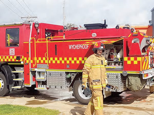 Captain of the Wycheproof CFA, Corey Harrison, at a recent demonstration held by the Wycheproof SES unit.