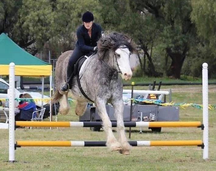 Bianjka Hughes and Franjk, a Clydesdale-Percheron cross. Photo: The Regional