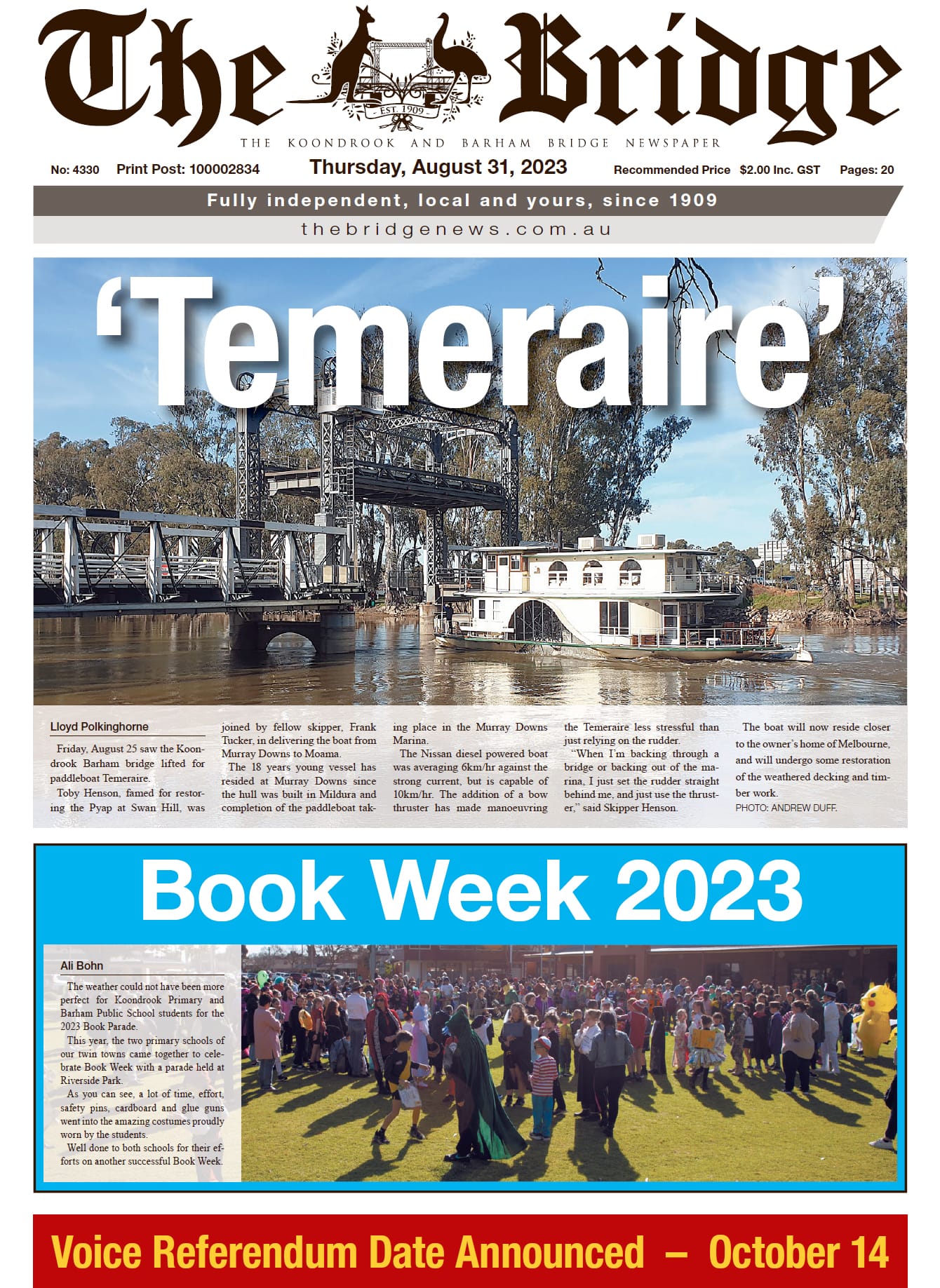 The Koondrook and Barham Bridge Newspaper 31 August 2023
