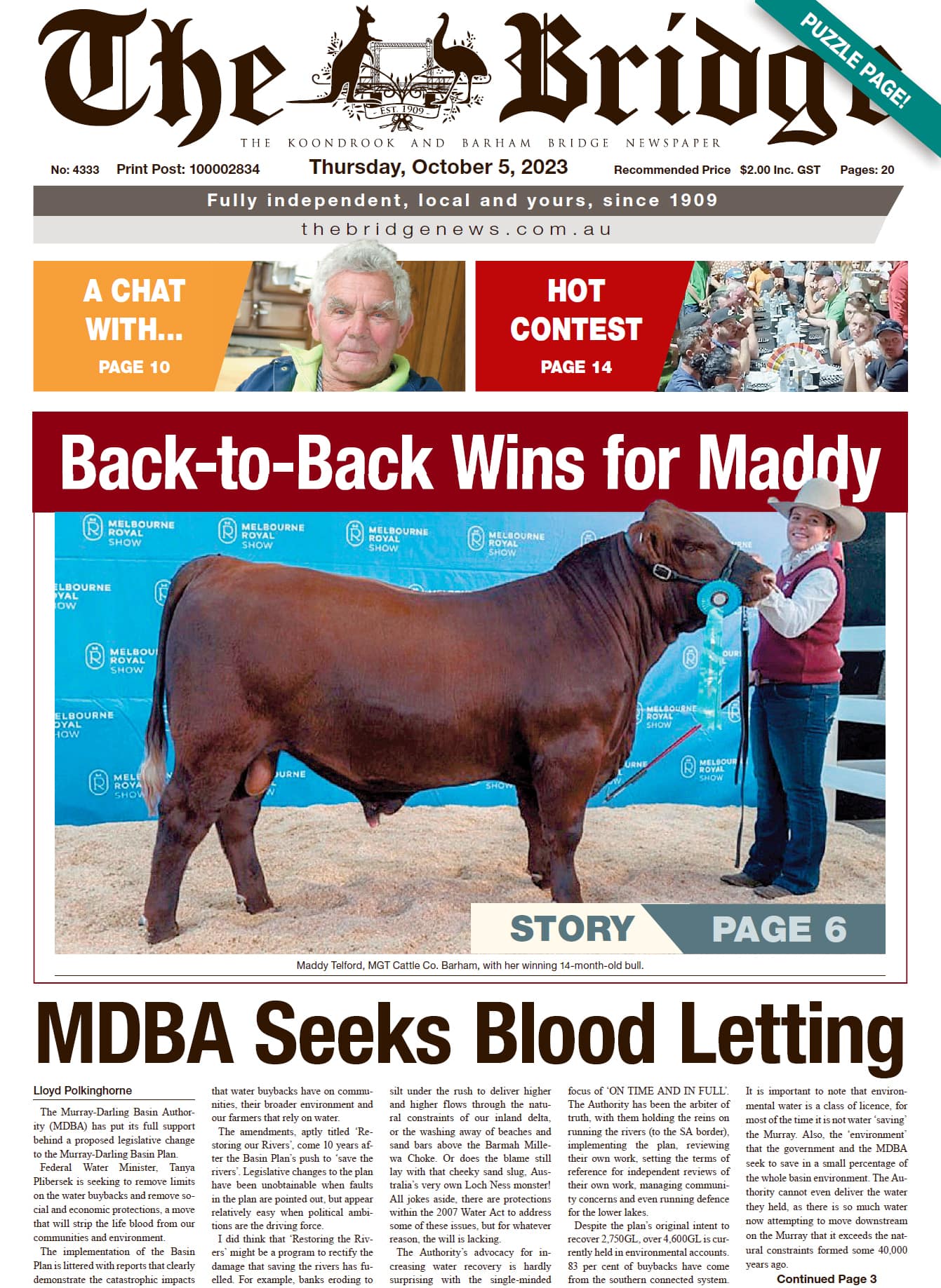 The Koondrook and Barham Bridge Newspaper 5 October 2023