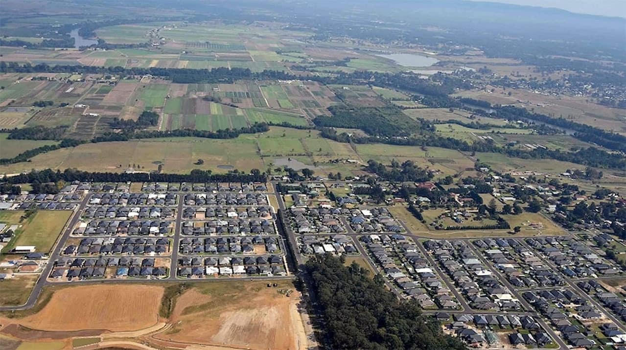 Town and country aerial view