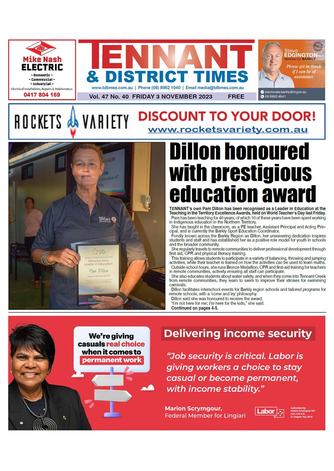 Tennant & District Times 3 November 2023