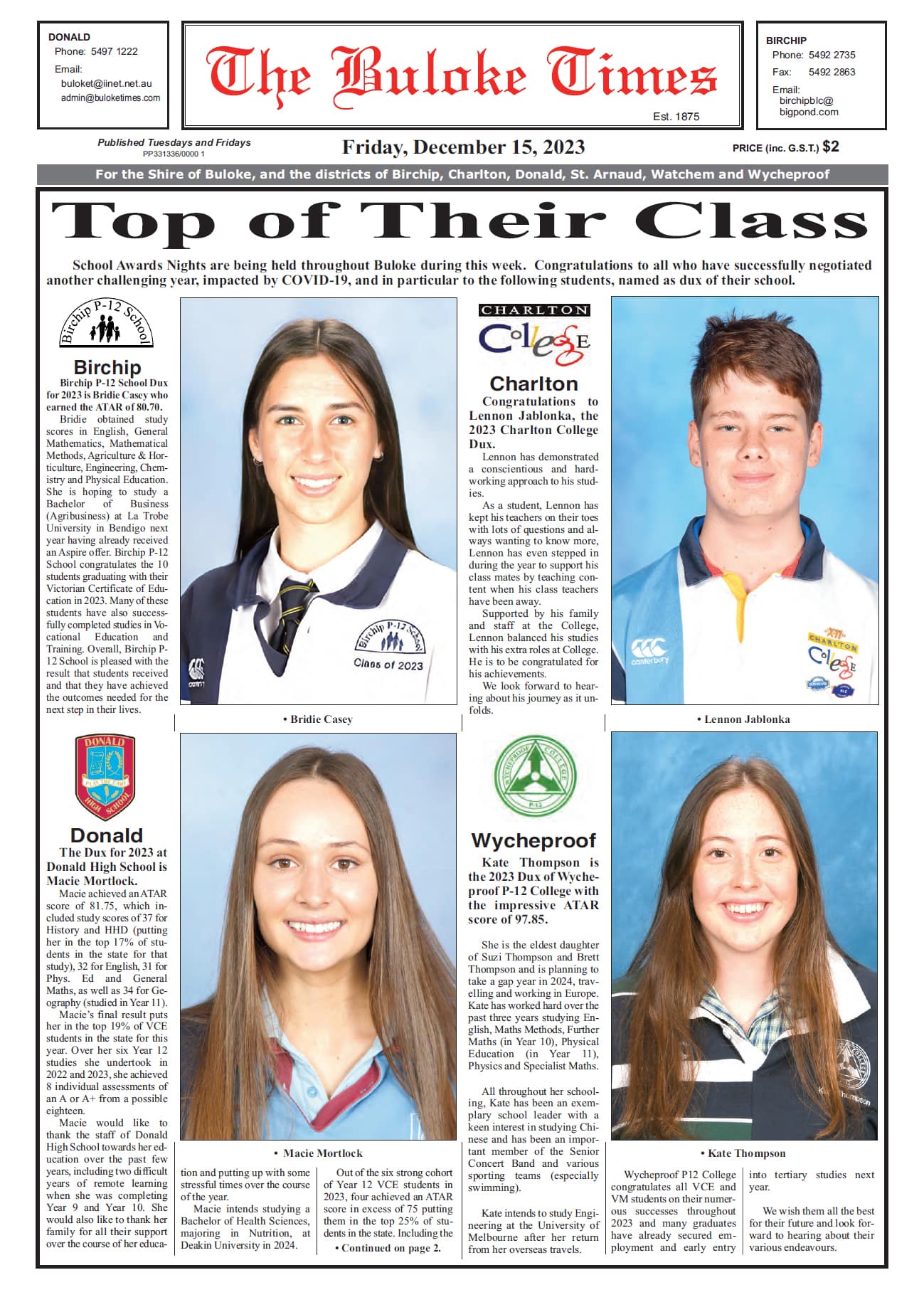 The Buloke Times, 15 December 2023