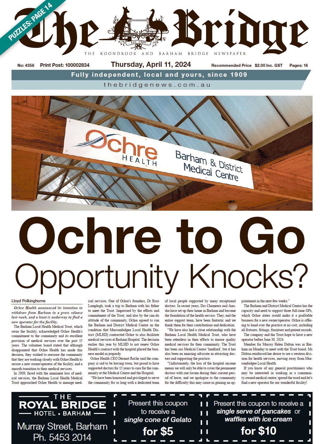 The Koondrook and Barham Bridge Newspaper 11 April 2024