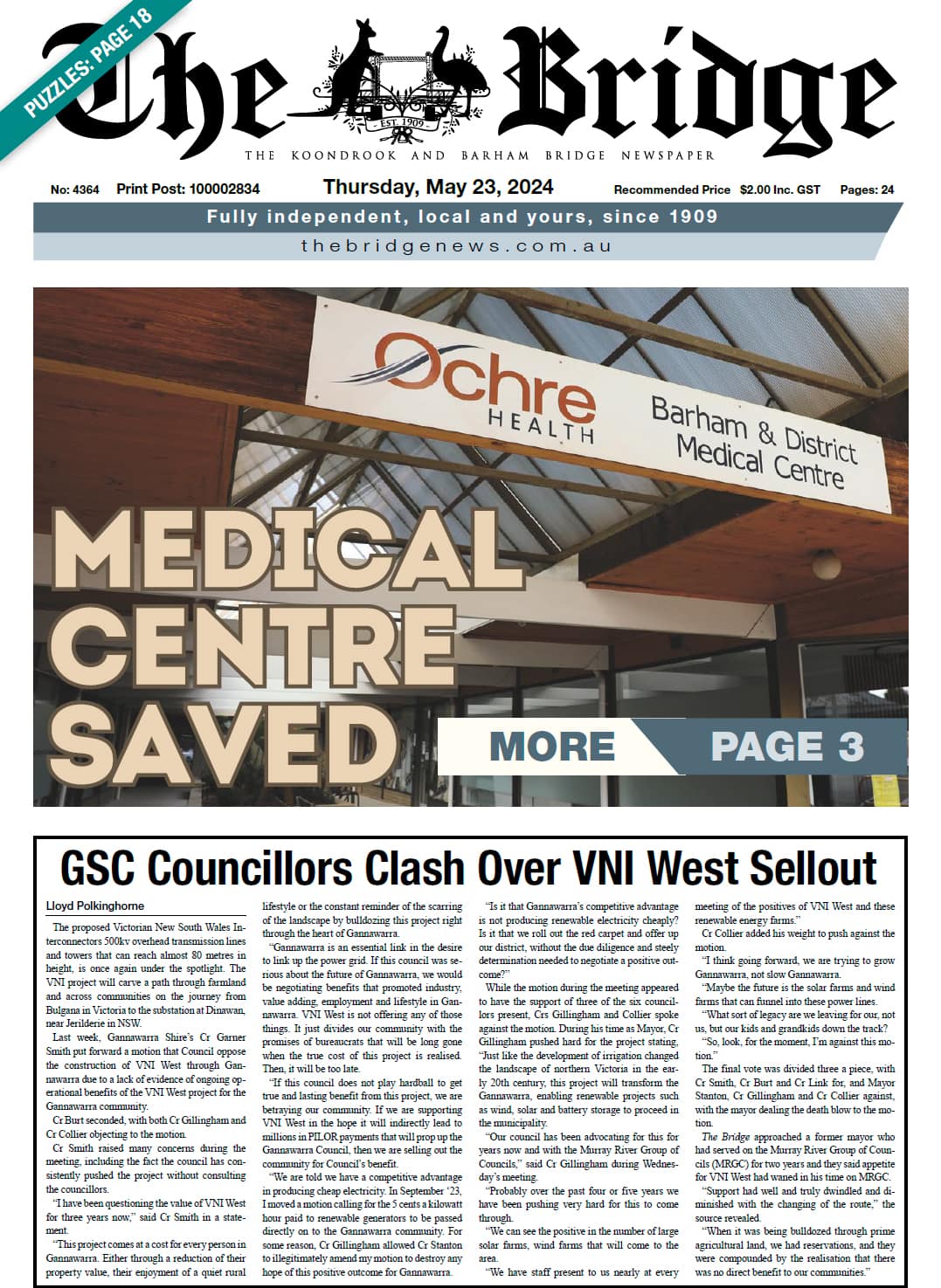 The Koondrook and Barham Bridge Newspaper 23 May 2024