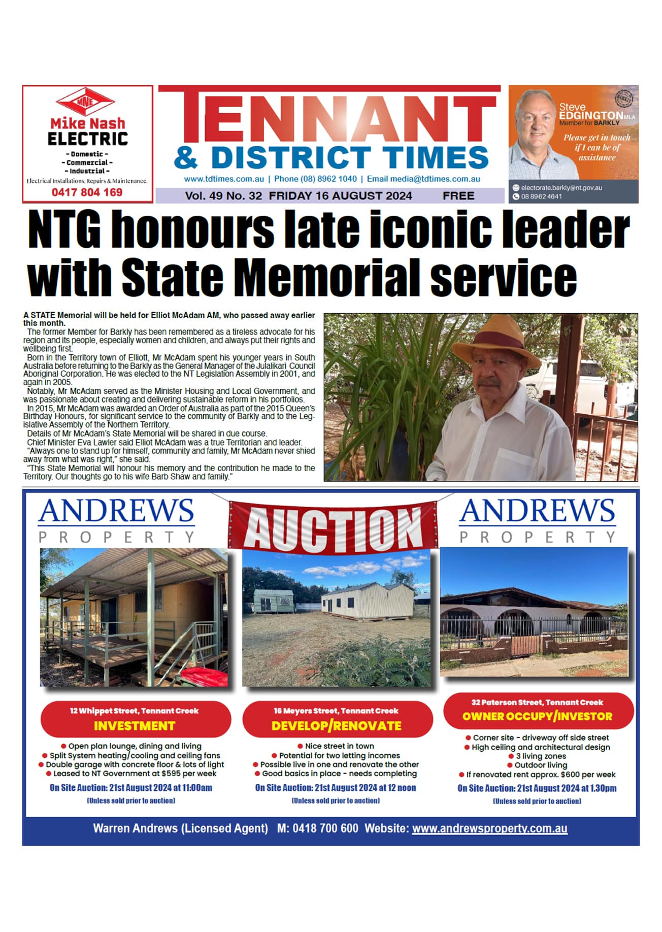 Tennant & District Times 16 August 2024