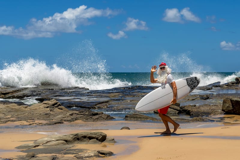 Santa going surfing