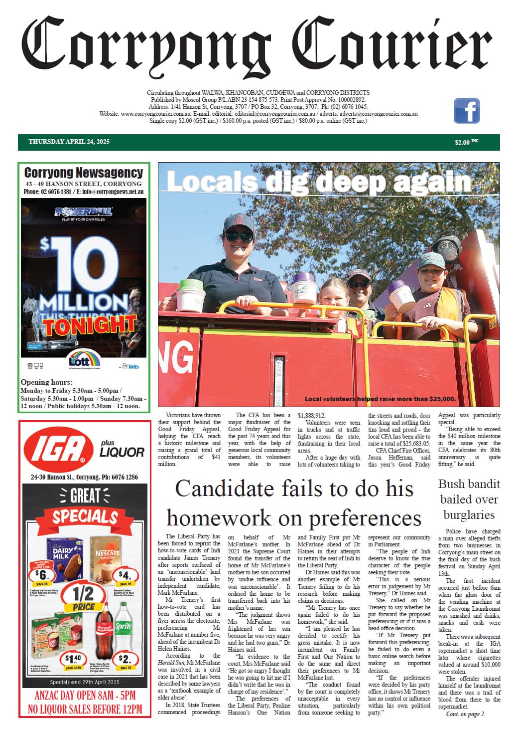 Corryong Courier 24 April 2025