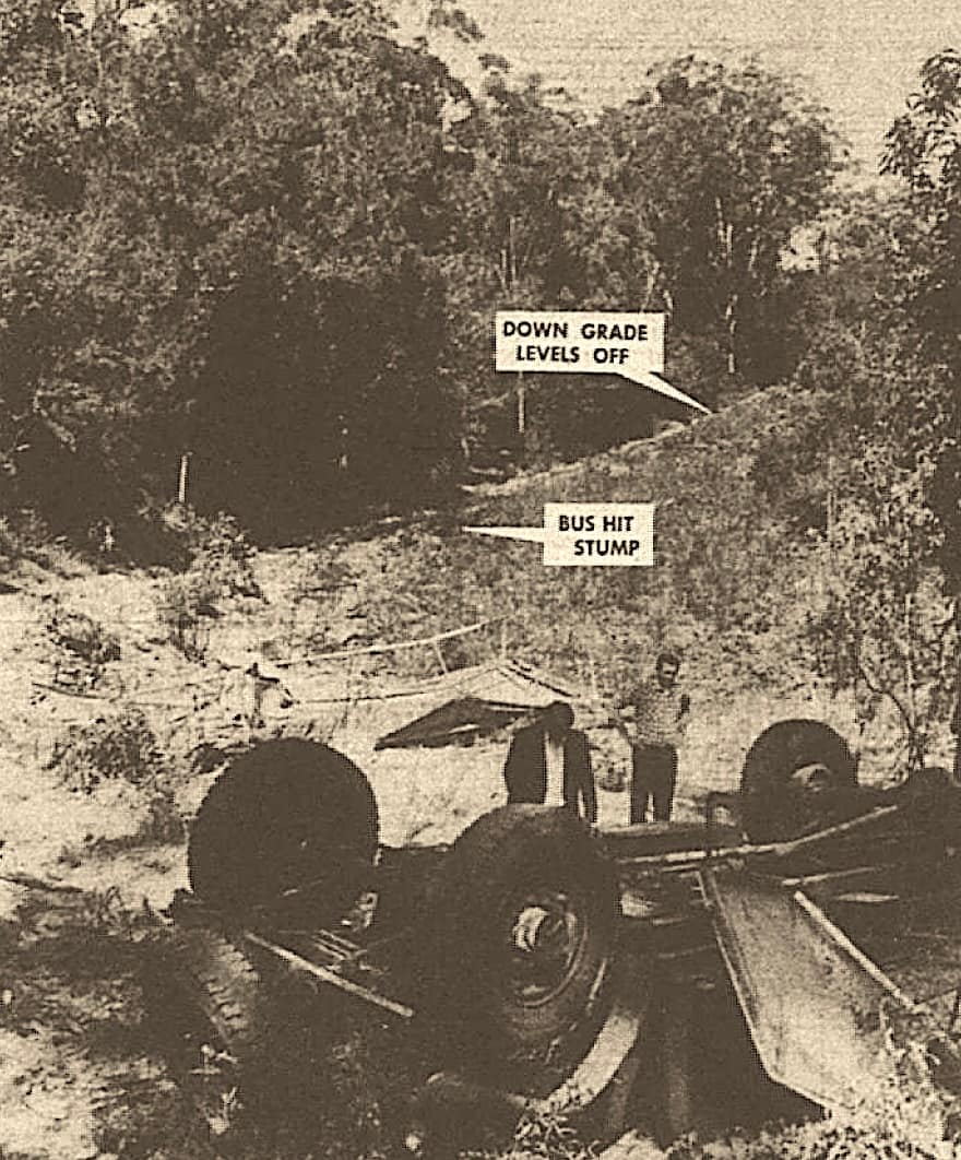 Photo showing accident scene and labels