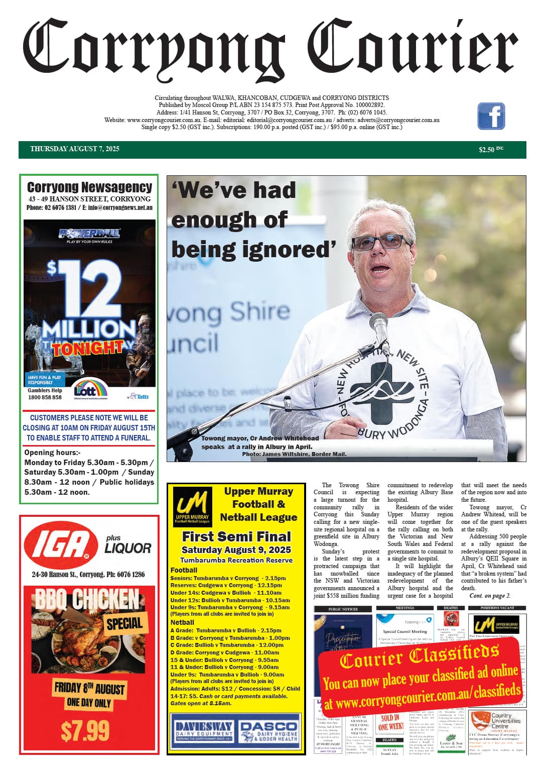 Corryong Courier 7 August 2025