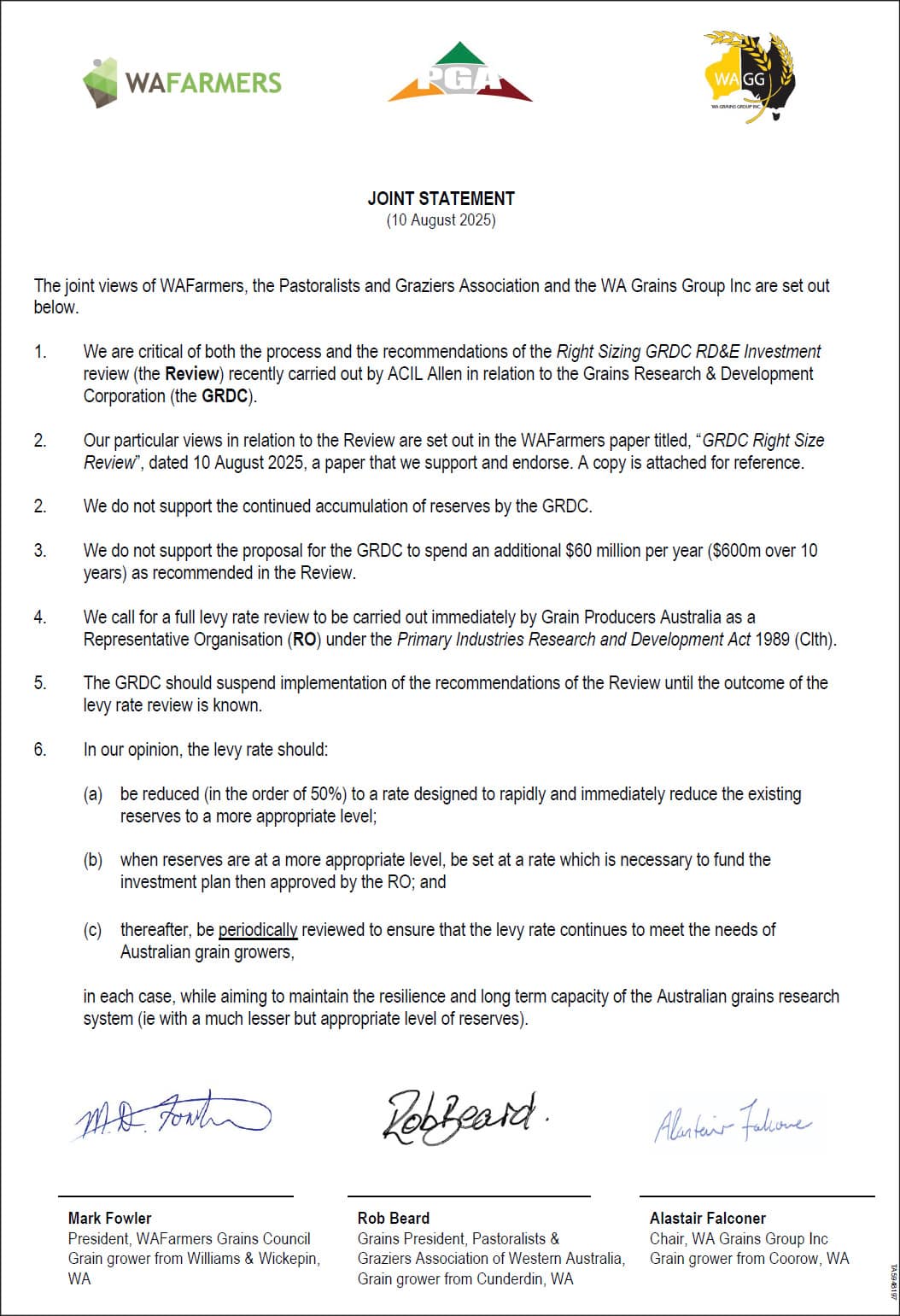 Joint Statement
