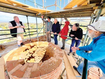 At the top of the chimney