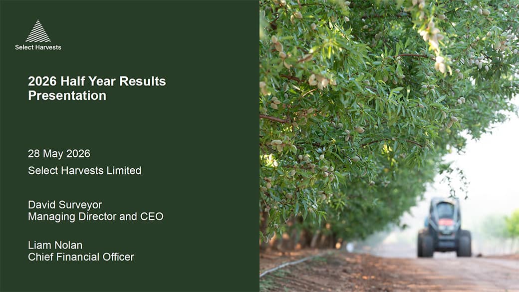 Select Harvests Investor Presentation cover