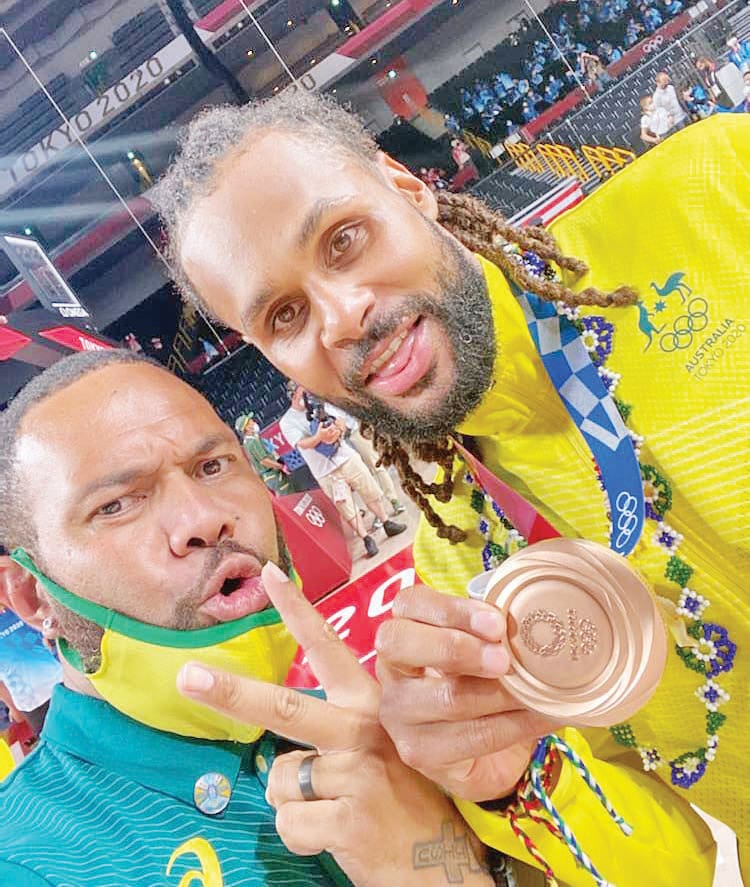 The Boomers celebrated their 2021 Olympics bronze medal win inside Saitama Super Arena.